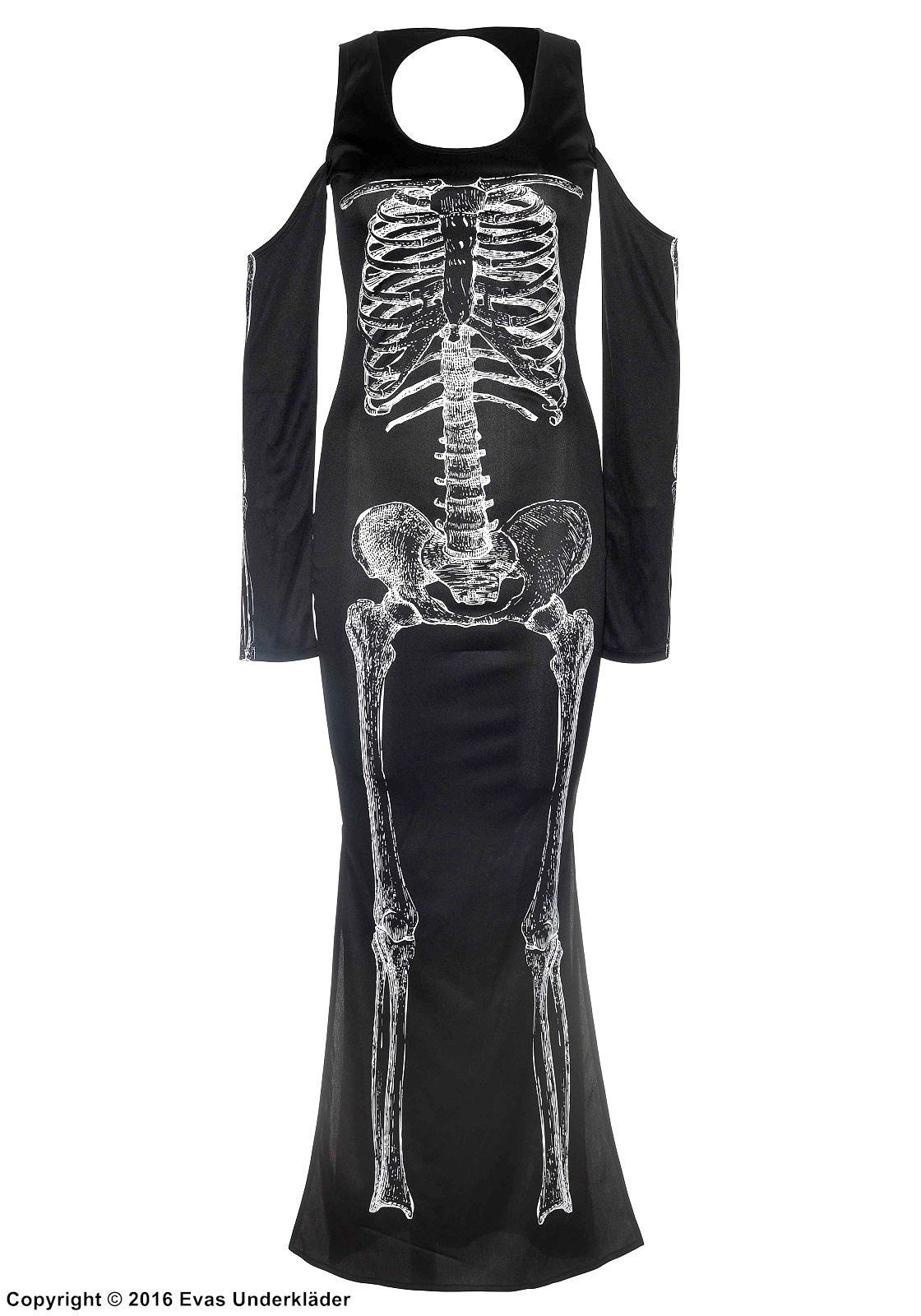 Skelett, lång klänning med cold shoulder och slits